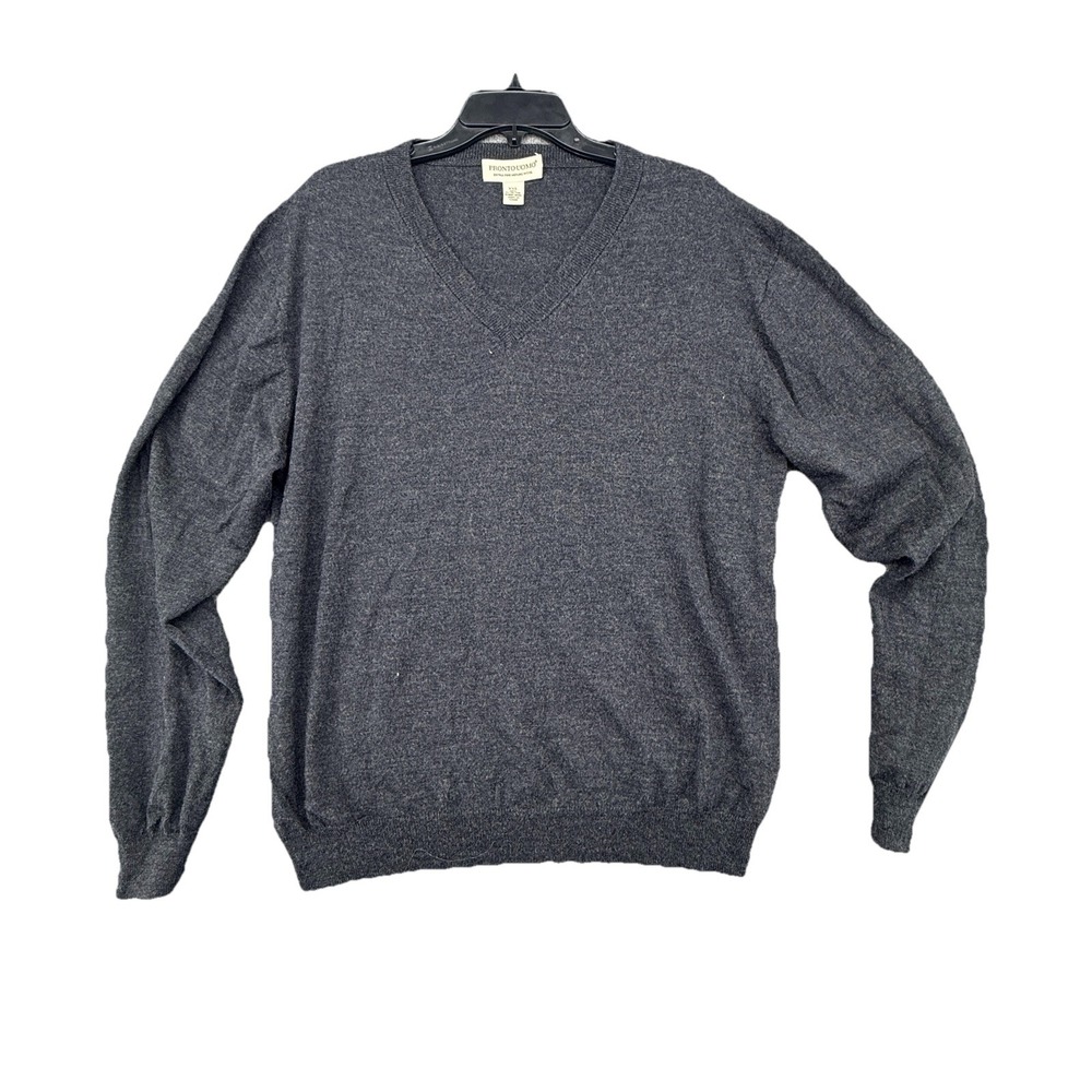 Pronto Uomo 100% Merino‎ Wool V Neck Sweater 2XL Charcoal Grey